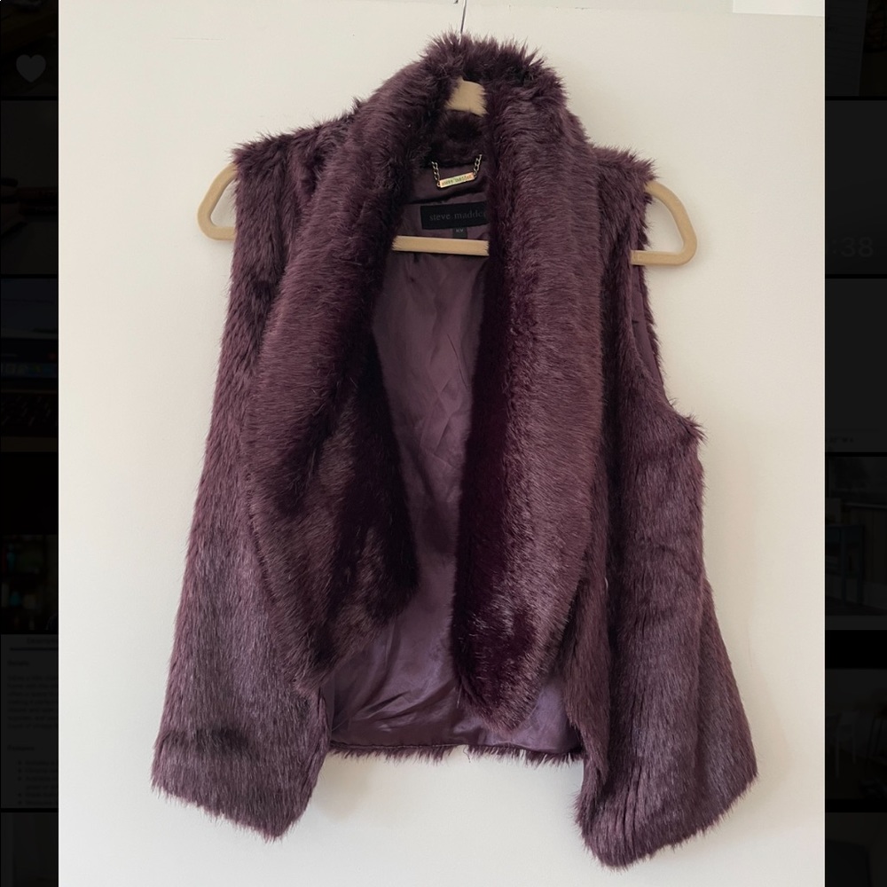 Steve Madden Faux Fur Vest- Purple